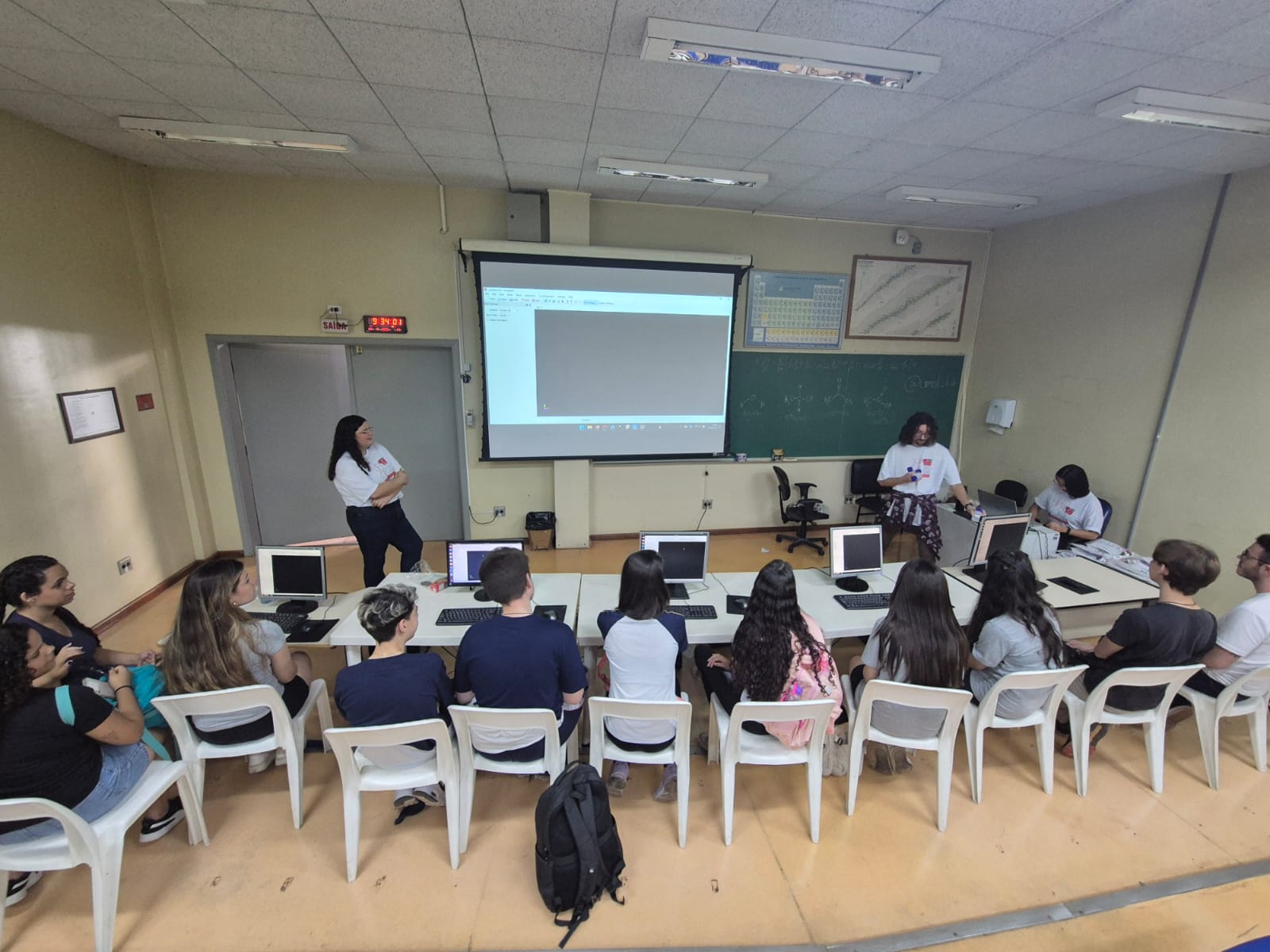 Photo of the classroom showing our activity for high school students.