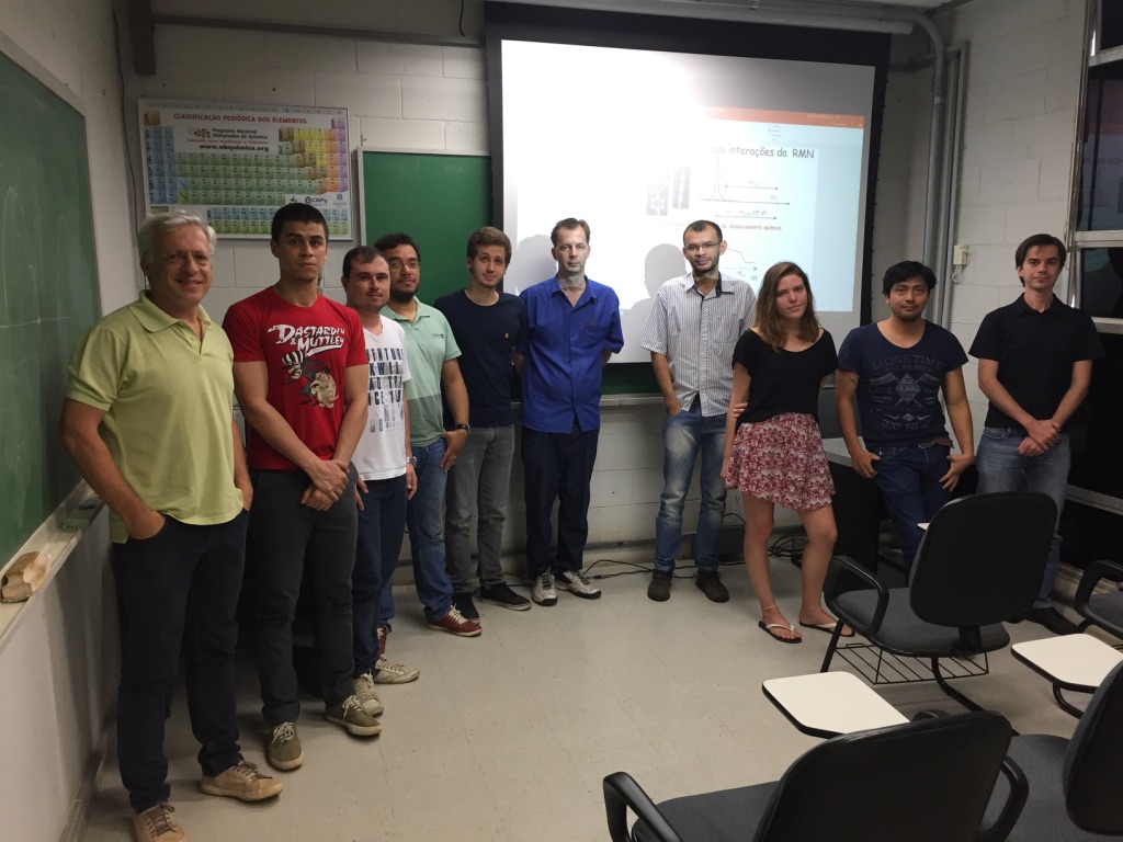 What a wonderful group meeting, a great talk given by Prof. Bonk. From left to right: Prof. Miguel A. San-Miguel, Lucas, Douglas, Carlos, Heitor, Prof. Fábio Bonk, Andre, Gabriela, Otto, Manoel.
